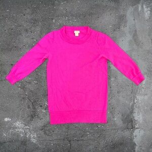 J.Crew hot pink merino wool sweater preppy old money barbiecore luxury knit